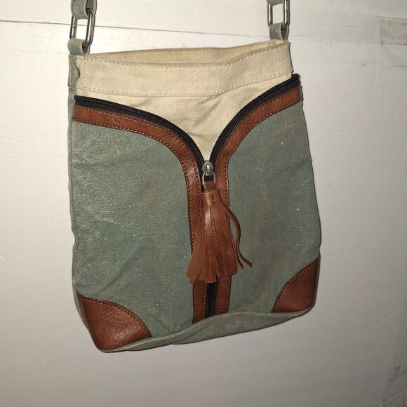 A Mona B Denim Crossbody Purse Shoulder Bag Boho Cottage Core Organizer - Picture 2 of 11